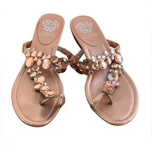 Vince Camuto Itta Jeweled Thong Sandal 10 B Rose Gold Toe Ring
